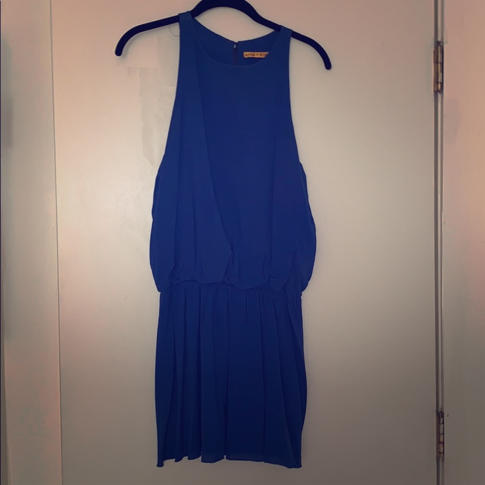 Alice + Olivia cobalt blue silk mini dress